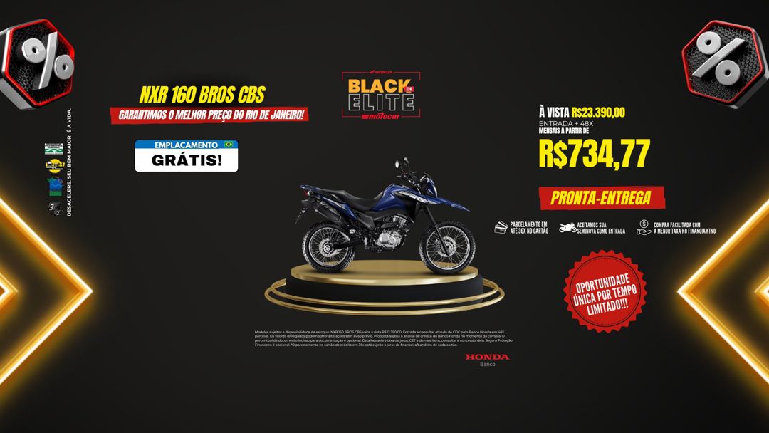 Banner motocar honda pcx abs campanha black de elite com fundo preto e vermelho